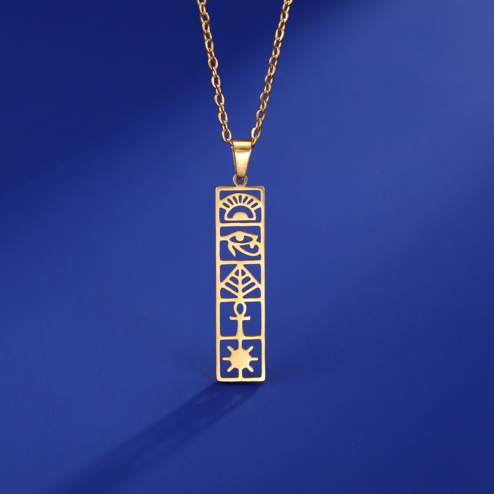 Men Fashion Egypt - Skyrim Egyptian Ankh Hieroglyphs Necklace Stainless