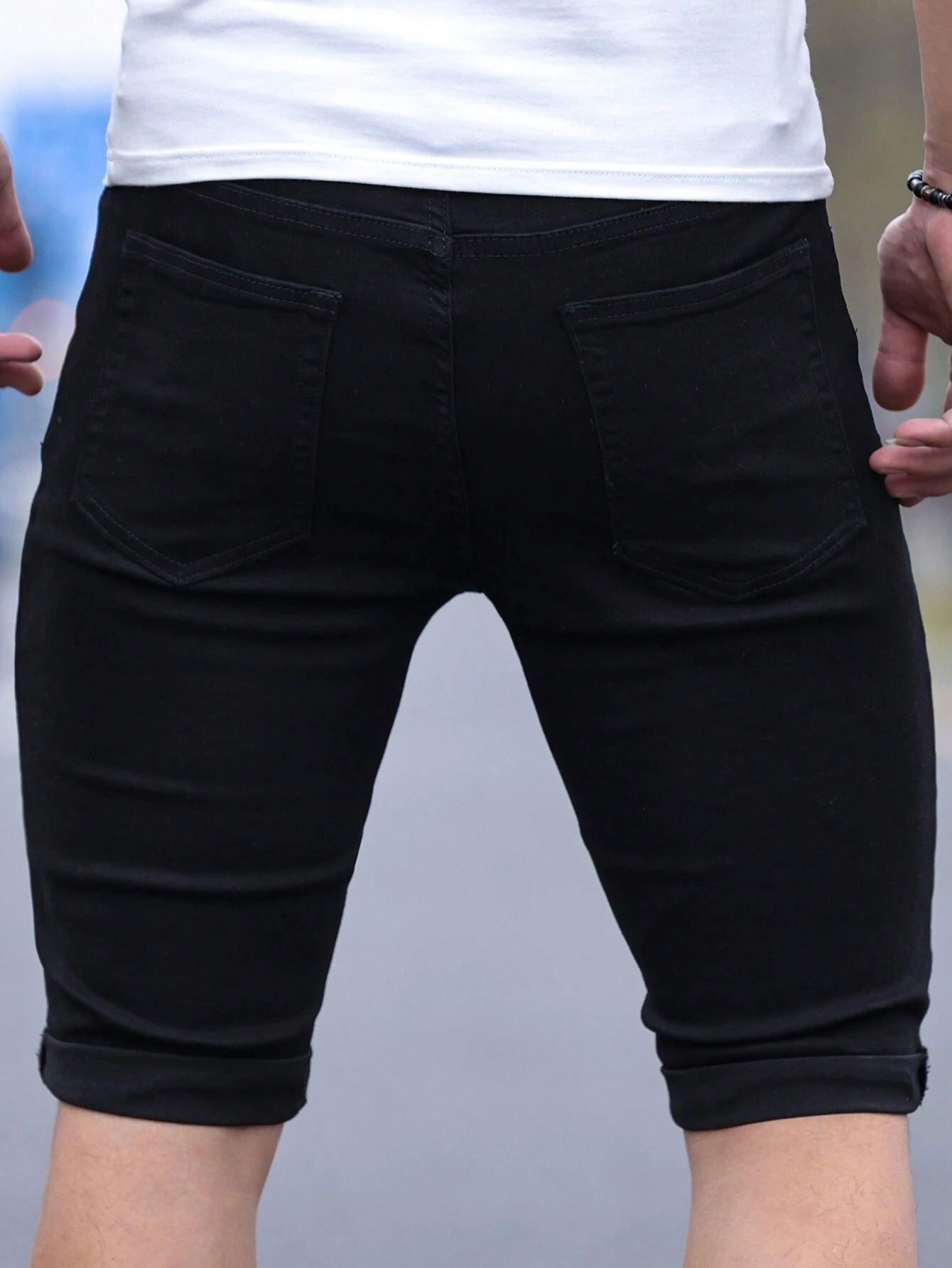 Men's jorts Slim Fit Black Str - Men Fashion Jeans review and price