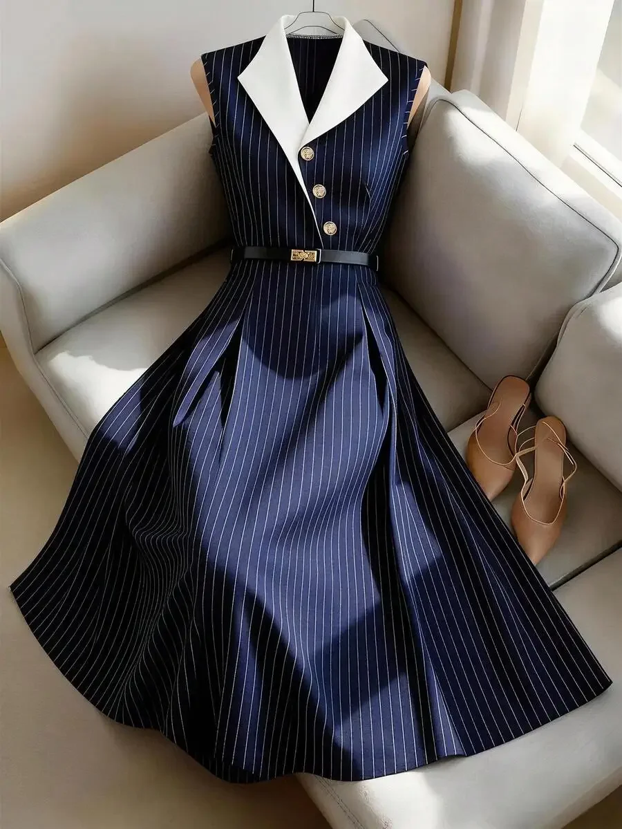 Blue Striped Sleeveless A-Line - Men'S Spring Fashion review and price
