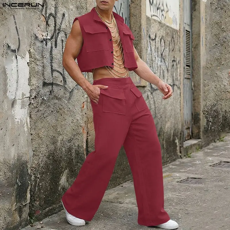 INCERUN Men Sets Solid Sleevel - Men'S Spring Fashion review and price