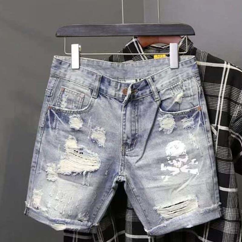 Summer Men's Worn Bead Hole Be - Men Fashion Jeans review and price