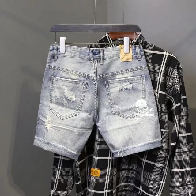 Summer Men's Worn Bead Hole Be - Men Fashion Jeans review and price